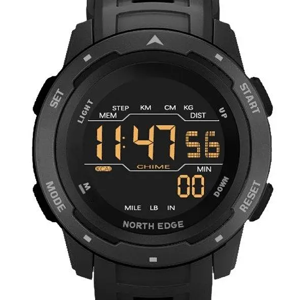 Тактичний годинник North Edge Mars Pro Black 5Bar (Чорний) - фото 2