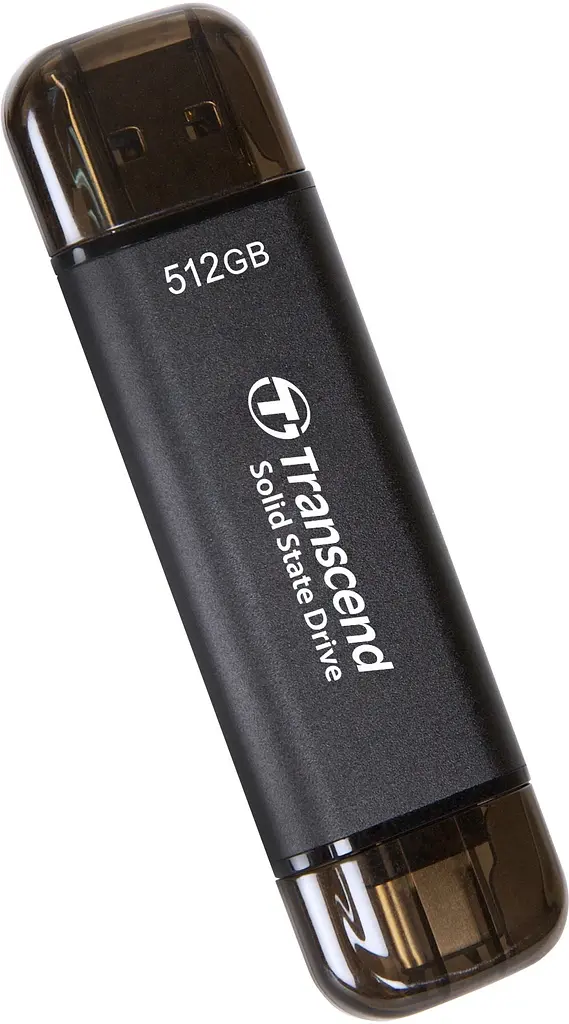 Портативний SSD Transcend 512GB USB 3.1 Gen 2 Type-A + Type-C ESD310 Чорний teh0024710 - фото 2