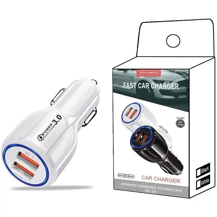 Автомобільний зарядний пристрій No Brand CWa 2USB PD18W QC 3.0 White (57050556) - фото 2