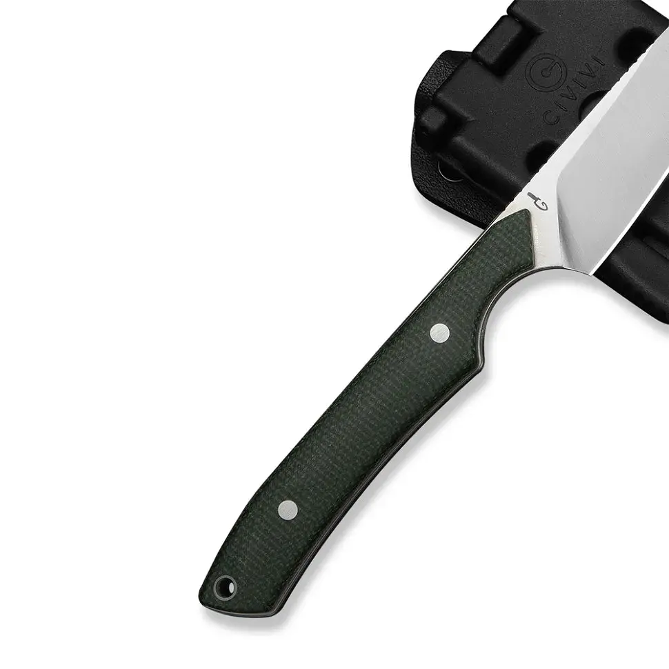Ніж фіксований кишеньковий Civivi High Grass Field Knife (7,4 см) 14C28N / Micarta зелений з чохлом - фото 6