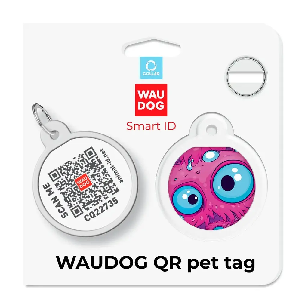 Адресник для собак і котів Waudog Smart ID з QR паспортом Око монстра коло 25 мм - фото 6
