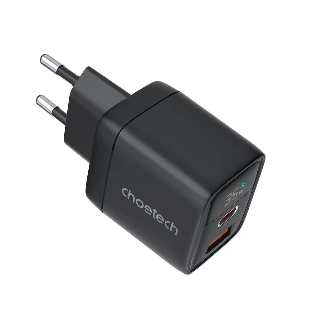 Мережевий зарядний пристрій Choetech PD6052 PD35W GAN A+C Black (43-00121) - фото 2