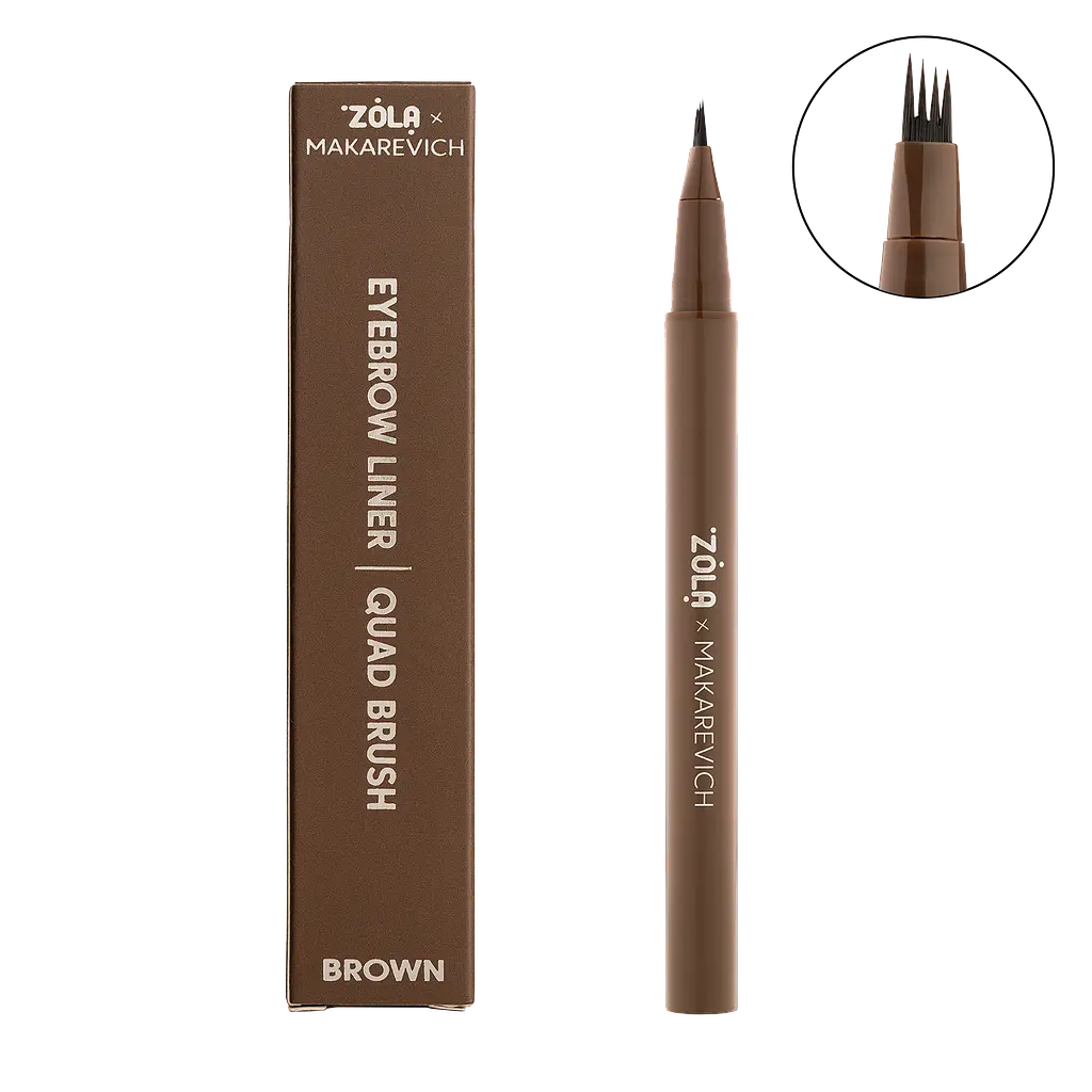 Лайнер для брів Zola x Makarevich Eyebrow Liner з квадро-пензлем, Brown, 0.55 мл