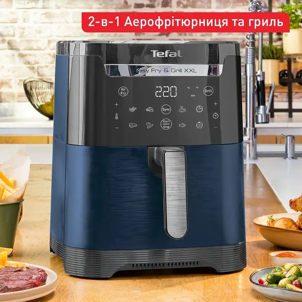 Мультипіч Tefal EasyFry&Grill XXL 1830 Вт чорно-синя (EY801410) - фото 7
