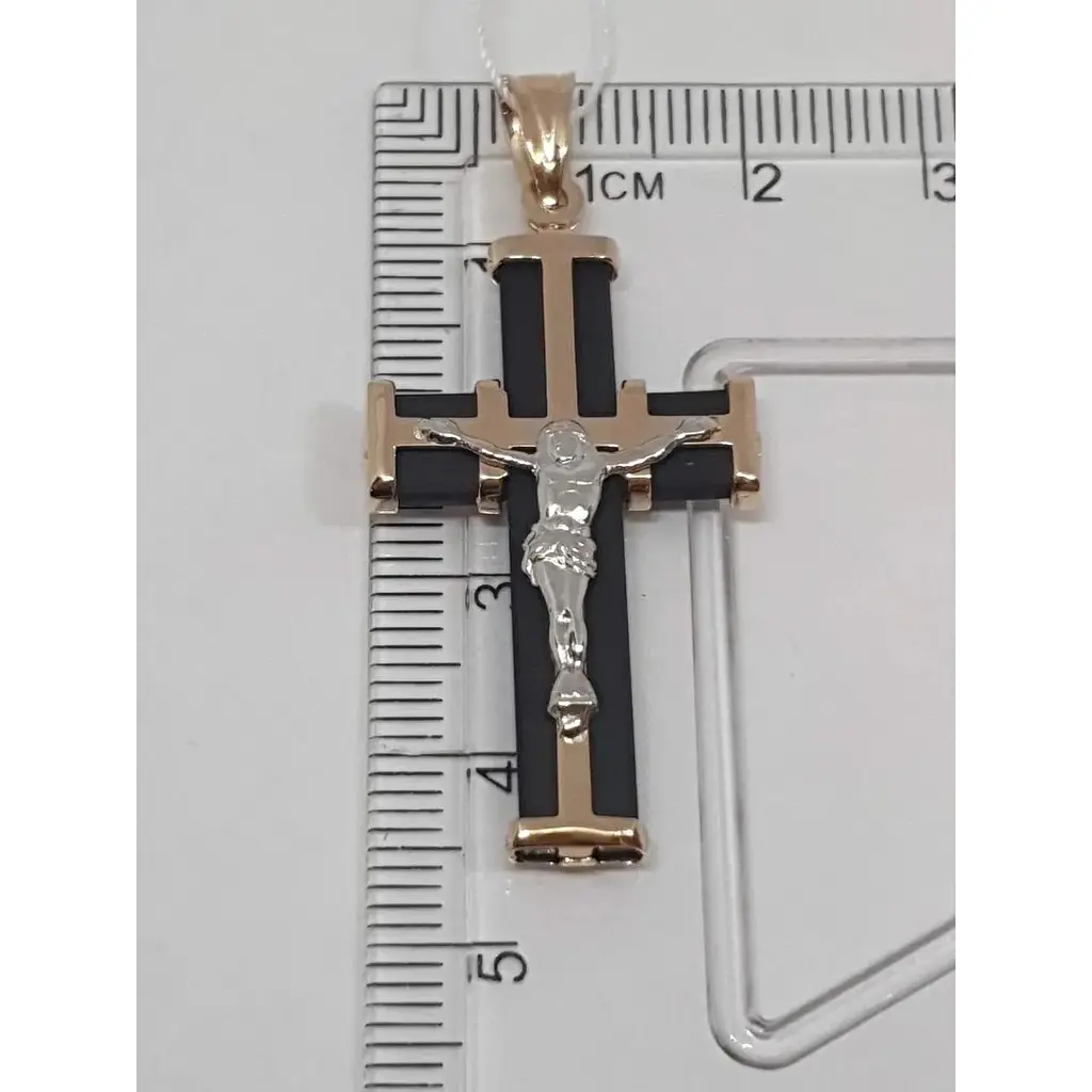 Золотий хрестик Tango з каучуком. Розп'яття Христа. 940011 - фото 5
