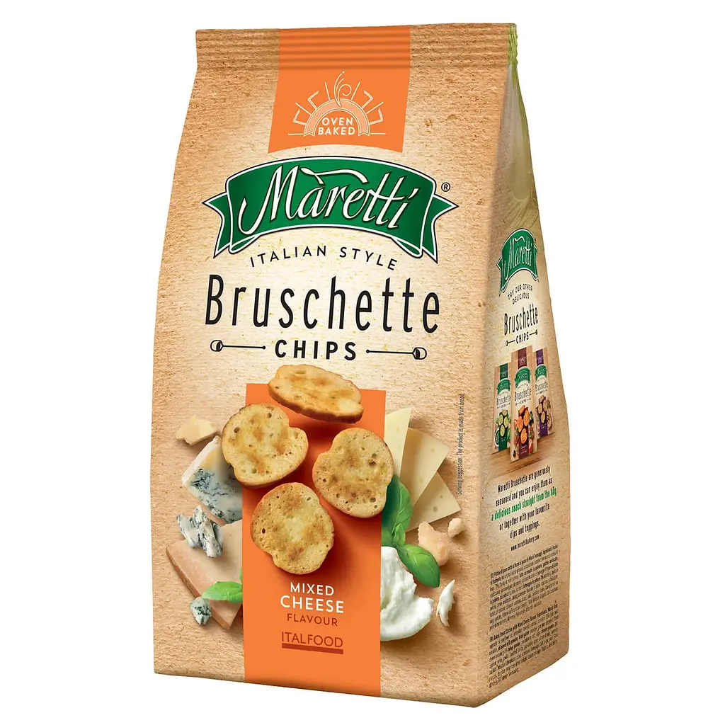 Брускетти Maretti Bruschette Chips суміш сирів XXL 140г.