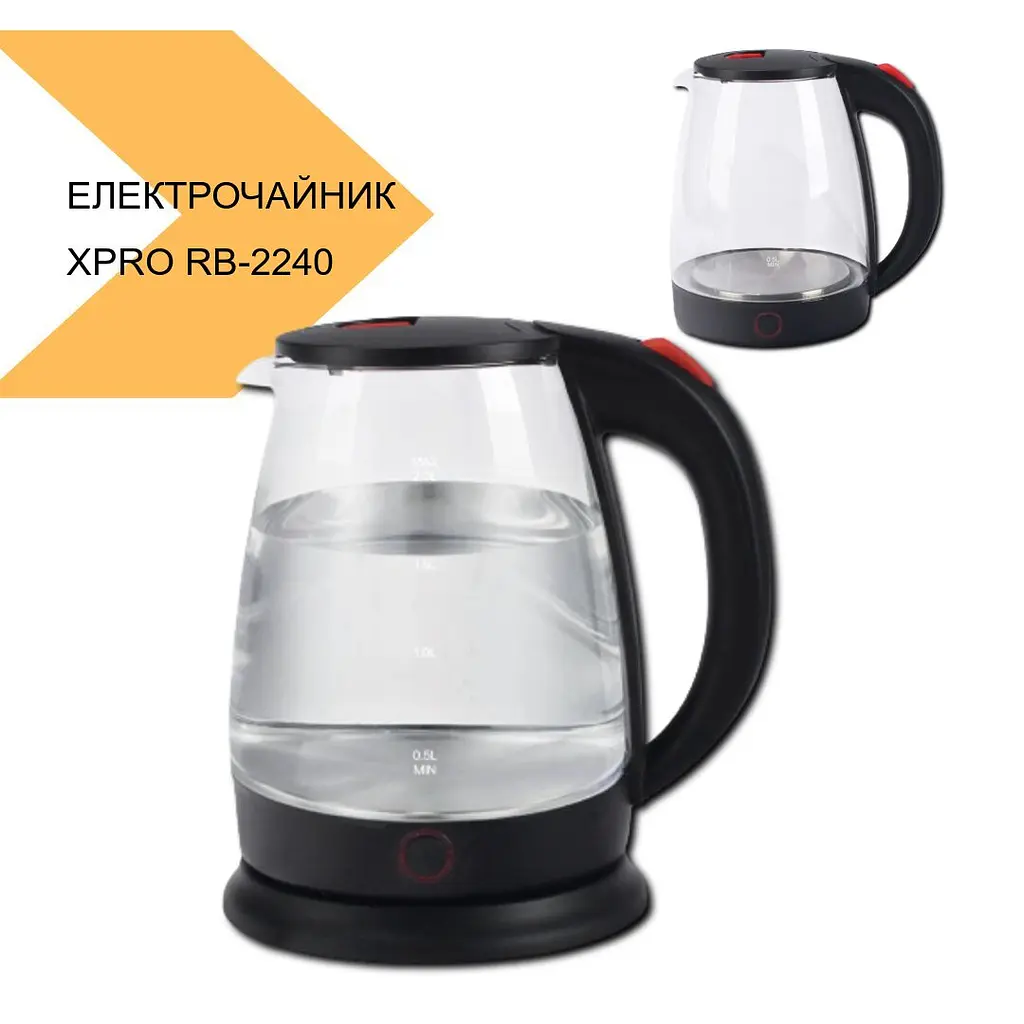 Електрочайник скло Rainberg RB-2240 дисковий (44522-RB-2240_299) - фото 2