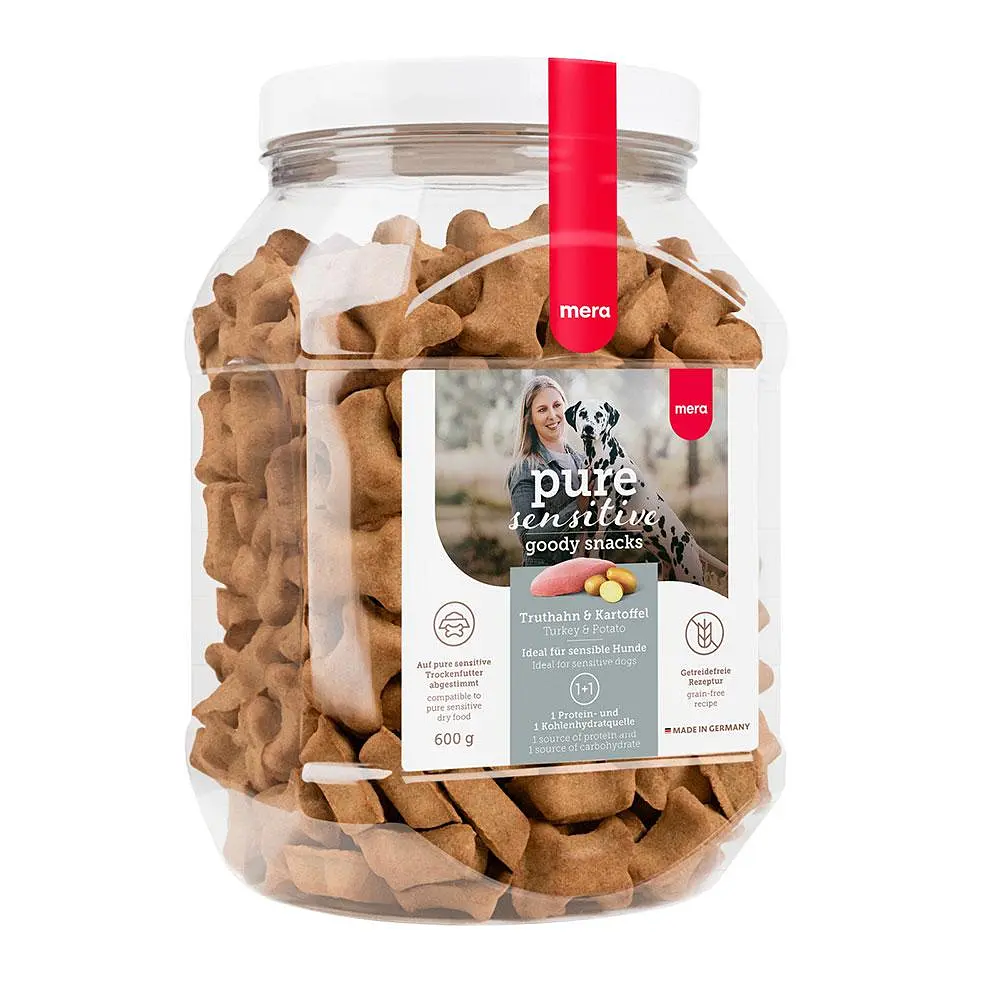Ласощі для чутливих собак Mera good snacks pure sensitive Truthahn & Kartoffel снеки із індичкою та картоплею 600 г