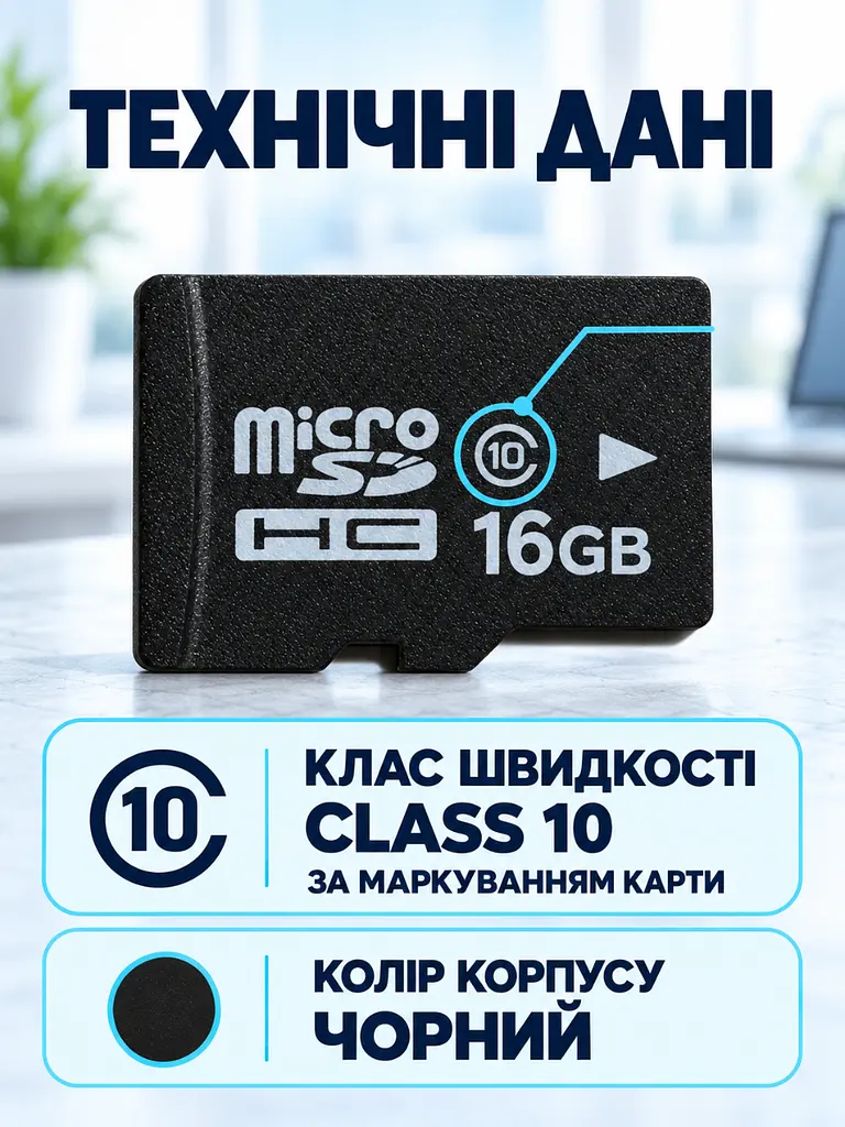 Карта пам'яті microSDHC 16 ГБ Class 10 з SD-адаптером Чорна (37261544) - фото 5