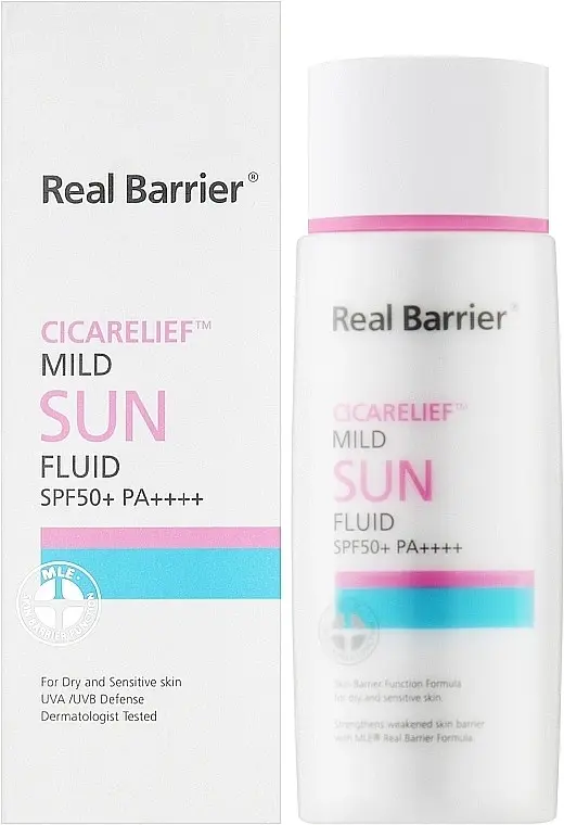 Сонцезахисний флюїд для обличчя Real Real Barrier Cicarelief Mild Sun Fluid SPF50+ PA++++ 55 мл - фото 2