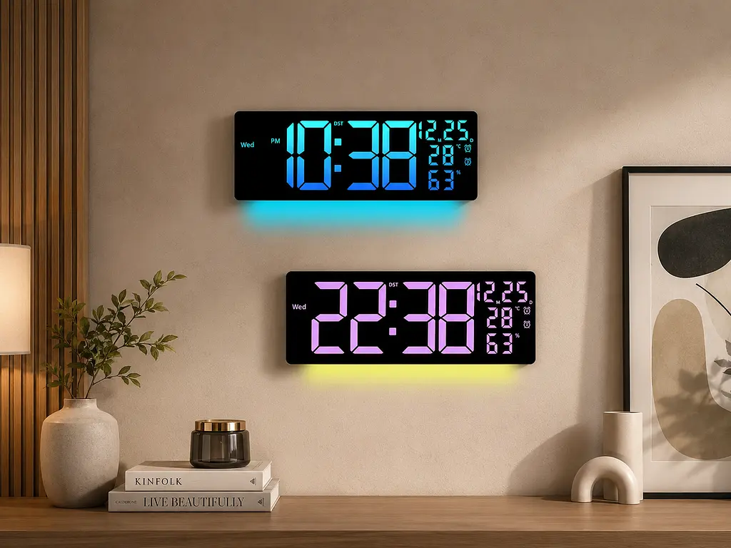 Настінний годинник 6669R / Електронні LED-годинник / RGB годинник з пультом - фото 3
