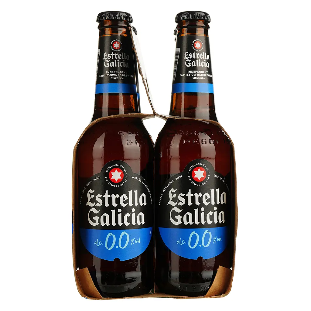 Упаковка пива Estrella Galicia безалкогольне світле 0% 1.32 л (0.33 л x 4 шт.) - фото 3