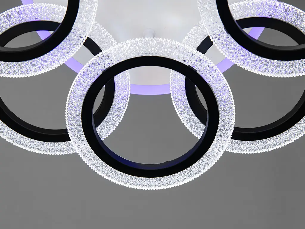 Стельова LED-люстра з пультом, диммером та підсвічуванням 135 Вт Diasha 2408/4+4BK LED 3color dimmer - фото 4