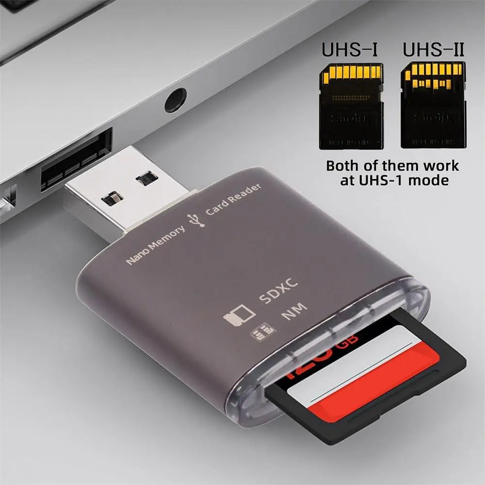 Кардрідер USB 3.0 для карт NM та SD, подвійний слот, швидкість до 5 Гбіт/с - фото 3