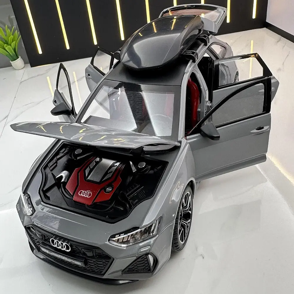 Колекційна металева модель автомобіля АвтоЕксперт Audi RS6 з автобоксом на дах, інерцією, світлом та звуком 1:24 - фото 6