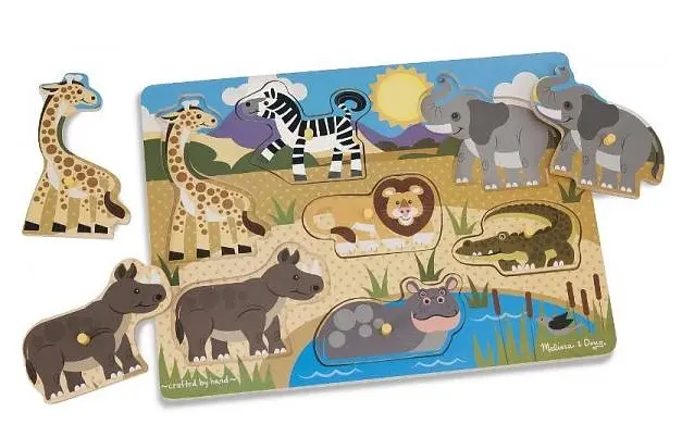 Деревянная рамка-вкладыш Melissa&Doug Сафари 7 элементов (MD19054) - фото 2
