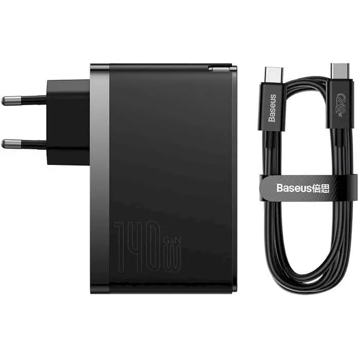 Зарядний пристрій Baseus GaN5 Pro 140W (2 x Type-C + USB) + Кабель Type-C + Type-C) Black (CCGP100201) - фото 4