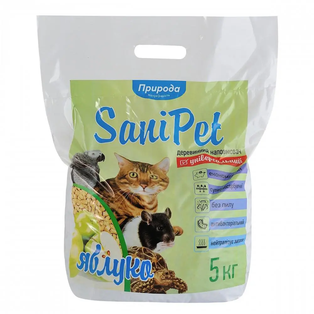 Наполнитель Природа Sani Pet деревянный универсальный с ароматом яблока 5 кг PR240794 - фото 3