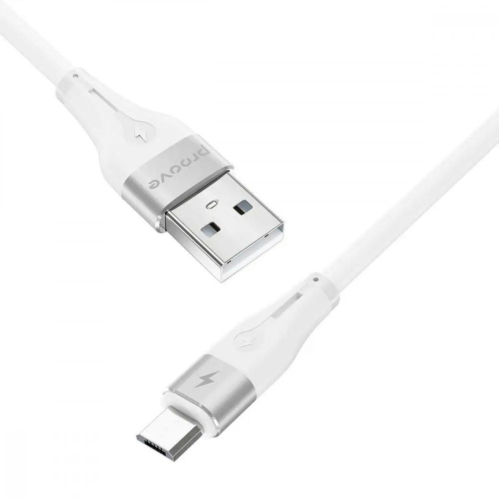 Кабель Proove Soft Silicone USB to Micro USB 2.4A (1m) white - фото 3