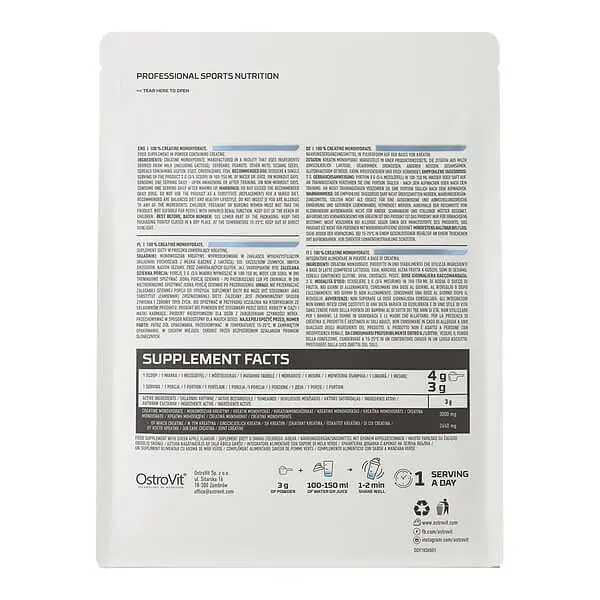 Моногідрат Creatine Monohydrate 500 грам Лимон OstroVit vit0005352 - фото 2