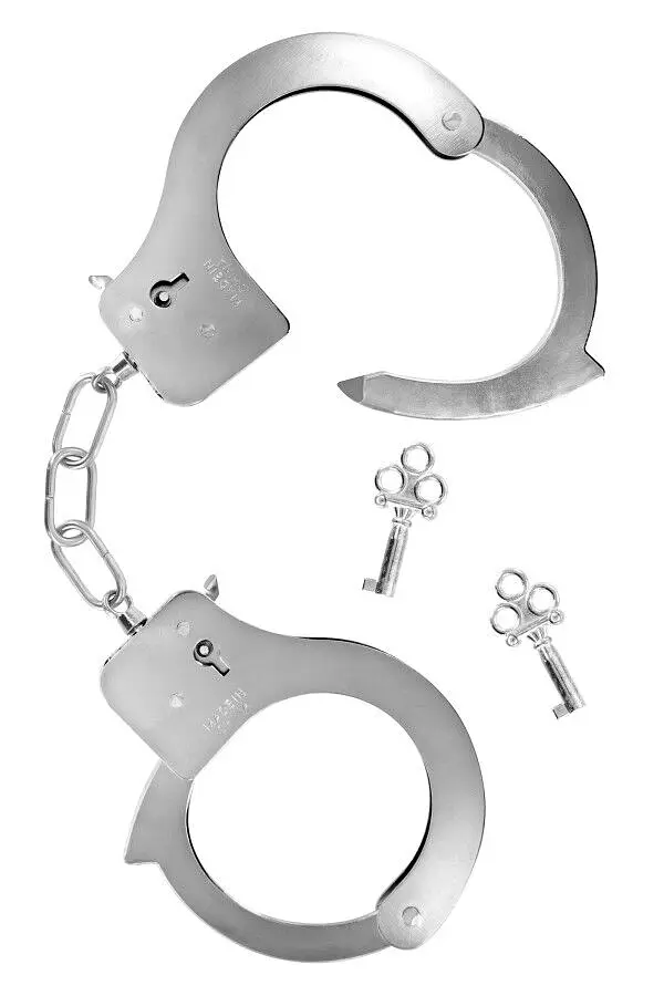 Металеві наручники Fetish Tentation Adjustable metal wrist cuffs, 2 ключі - фото 2