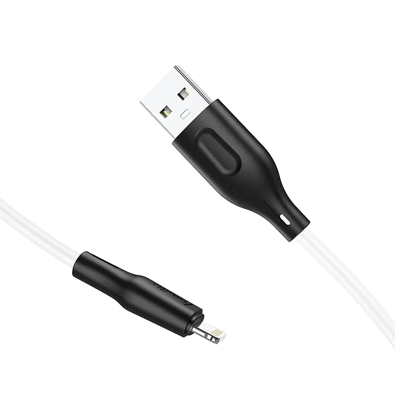 Кабель Avantis AC-87i Silicone USB – Lightning- чорно-білий - фото 2