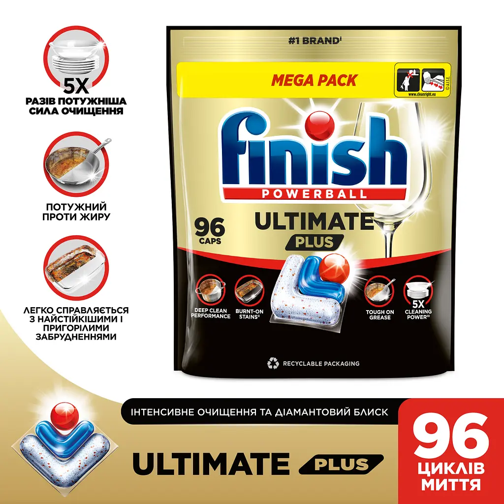 Капсули для посудомийних машин Finish Ultimate Plus 96 капсул (3338078) - фото 2
