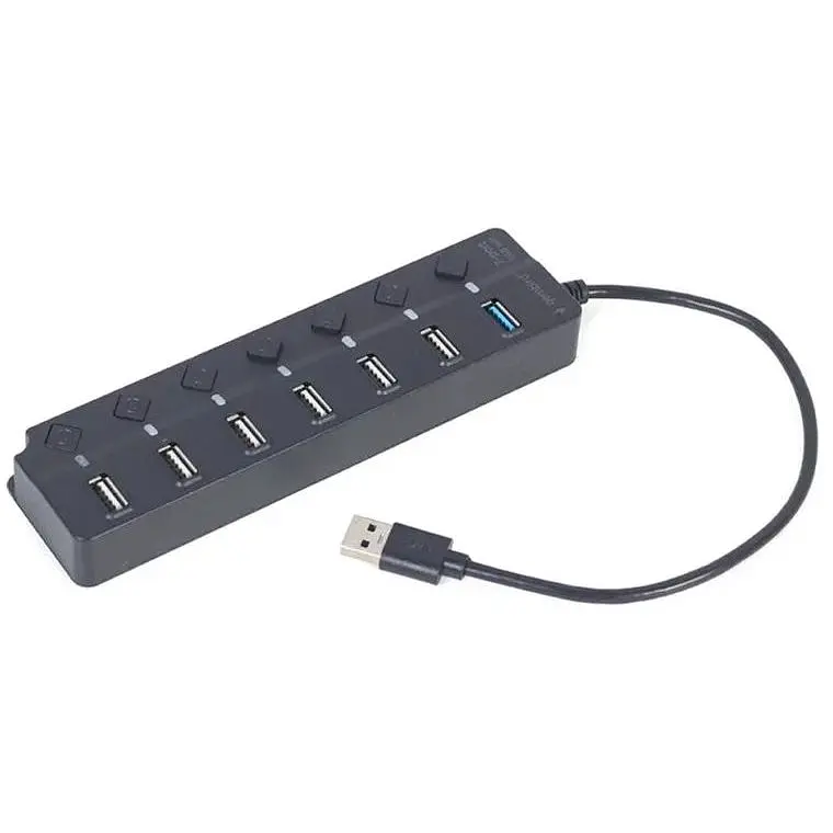 Концентратор Gembird 7 ports (1xUSB3.1+6xUSB2.0) switch black (UHB-U3P1U2P6P-01) - фото 1