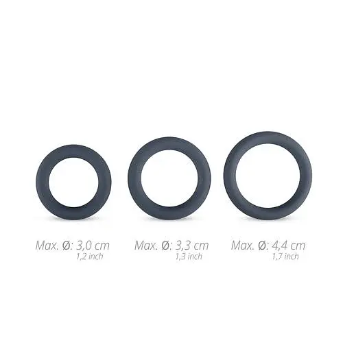 Набір ерекційних кілець Boners 3-Piece Cock Ring Set 3 шт. сірий - фото 4