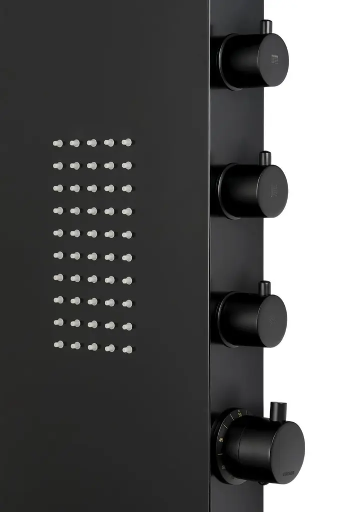 Душова панель Corsan Duo black LED з термостатом A777TBLLED, Чорний матовий - фото 3
