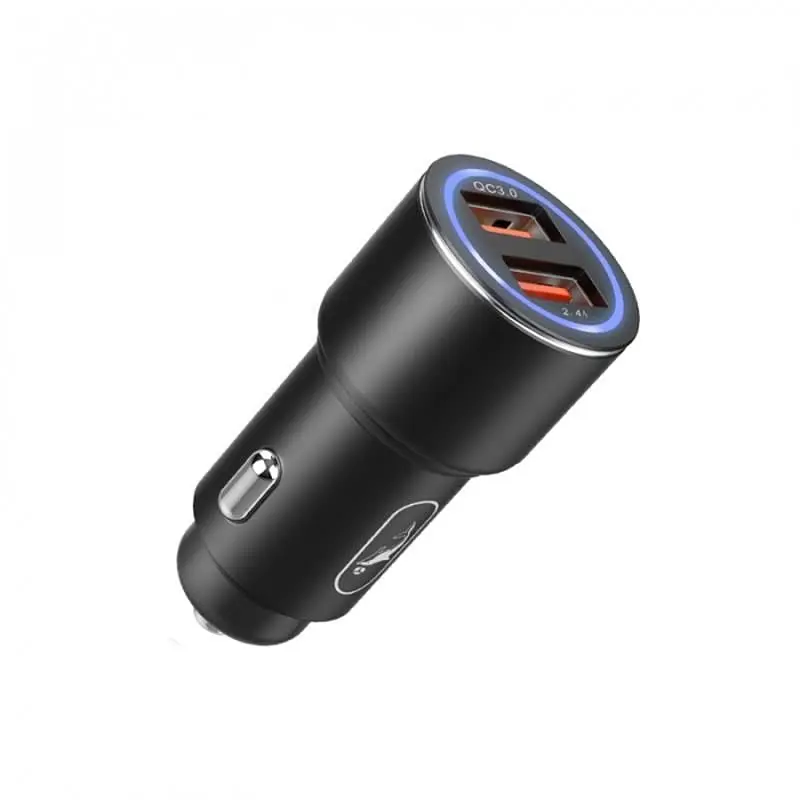Автомобільний зарядний пристрій SkyDolphin SZ15 Aluminium QC3.0 (2USB, 2.4A) Black (AZP-000087) - фото 4