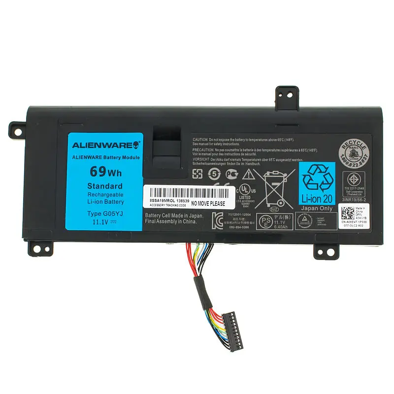 Батарея для ноутбука Dell G05YJ (Alienware 14 M14x R3 R4) 11.1V 6400mAh 69Wh Чорний - фото 2