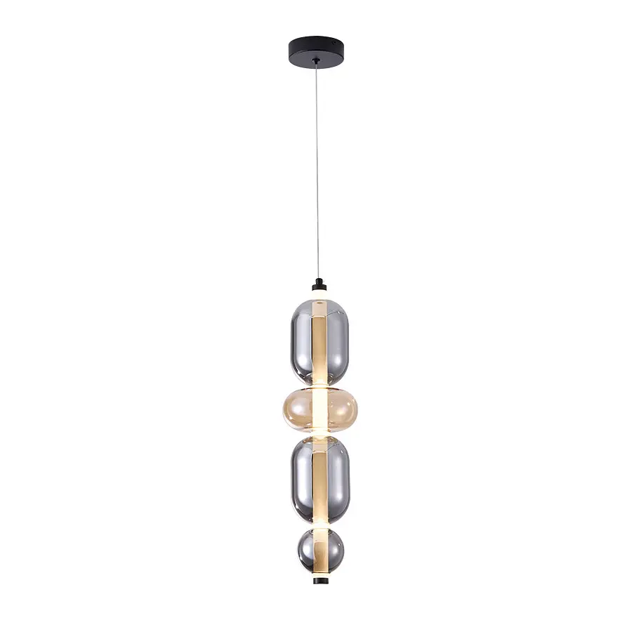 Минималистичный подвесной LED-светильник Levistella 788P68152 BK+AM+SM 7Вт 4000K стекло 500 мм - фото 2
