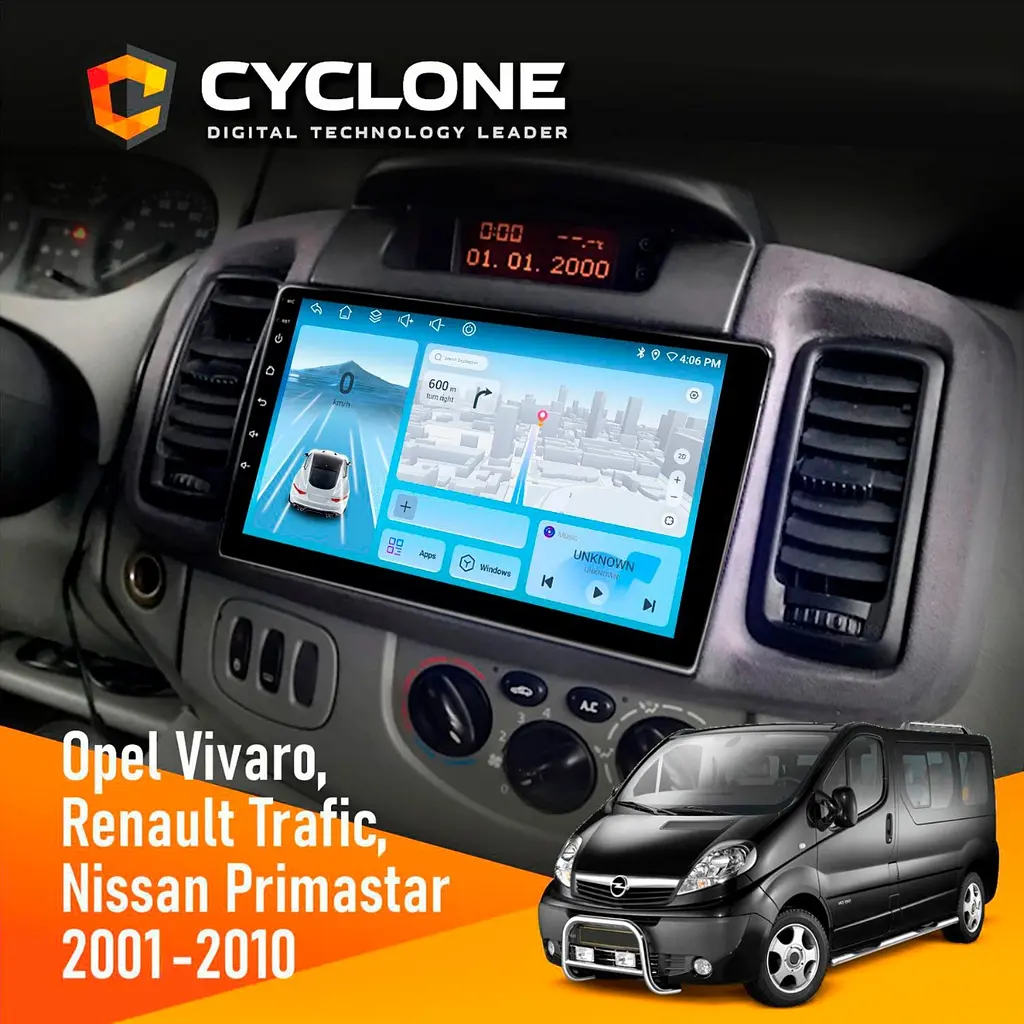 Штатна магнітола Opel Vivaro 2001-2010 Cyclone C9-012 4x64 DSP 4G Cyclone (НФ-00009824) - фото 2