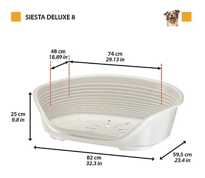 Пластиковий лежак для собак і котів Ferplast Siesta Deluxe 8 білий 82×59,5×25 см 70208911 - фото 2