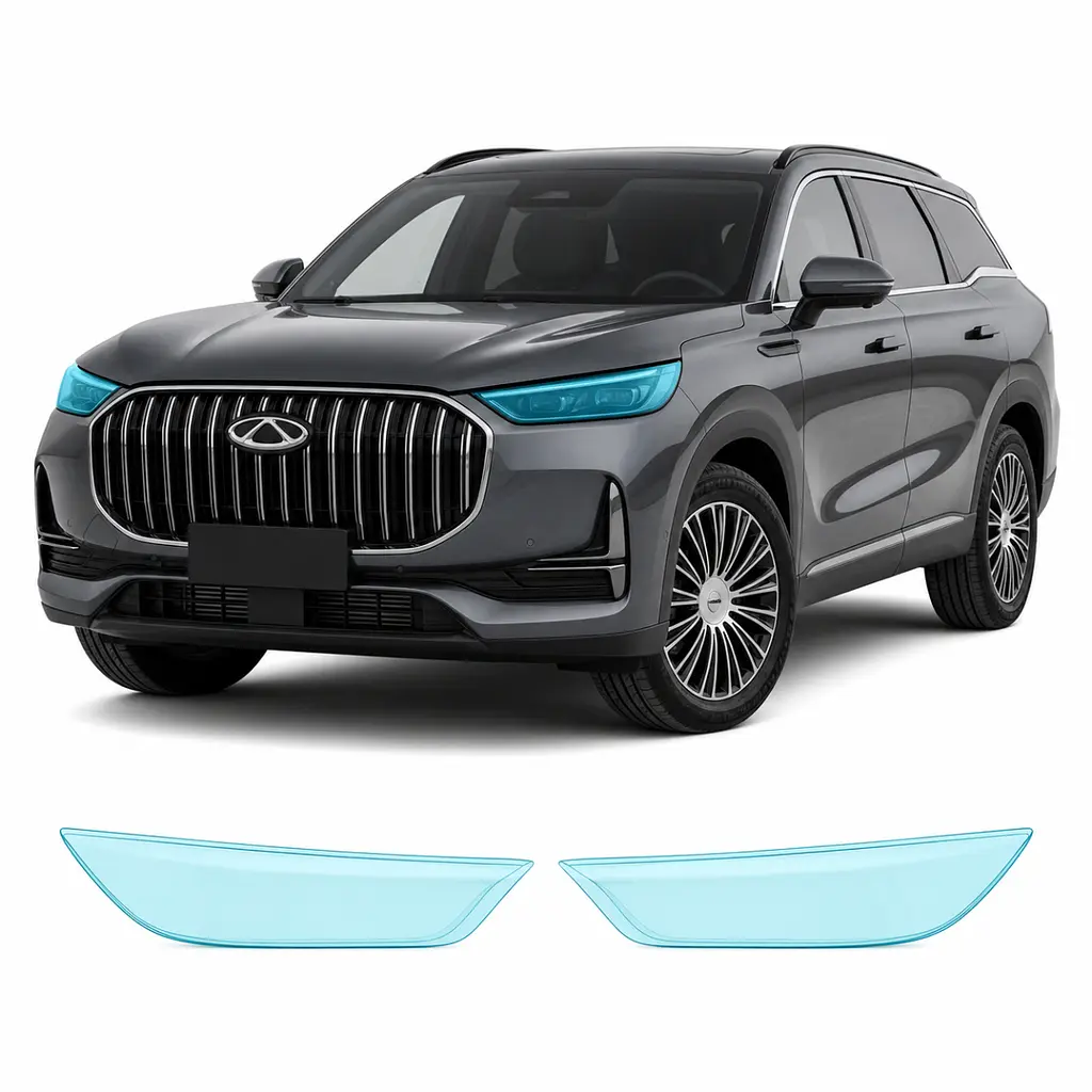Антигравійна захисна бронеплівка за лекалами для Chery Tiggo 9 (PHEV) I 2023- оптика (фари та ПТФ)