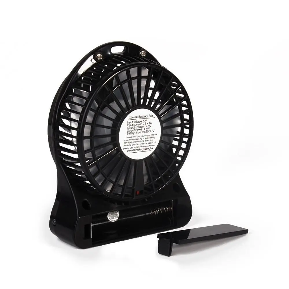 Вентилятор настільний акумуляторний 18650 USB діаметр 10см Portable Fan Mini чорний - фото 3
