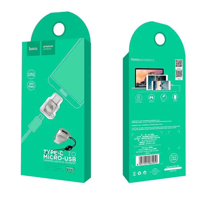 Adapter Hoco UA8 MicroUSB -> Type-C Pearl Nickel - фото 3