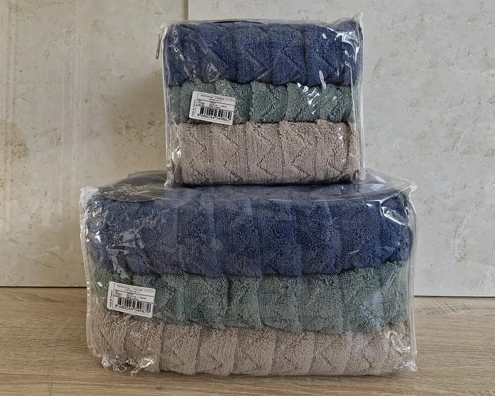 Набір турецьких махрових рушників Cestepe MicroCotton Premium 3 штуки 50x90 + 3 штуки 70х140 Ucgen 1 щільність 600 г/м2 - фото 6