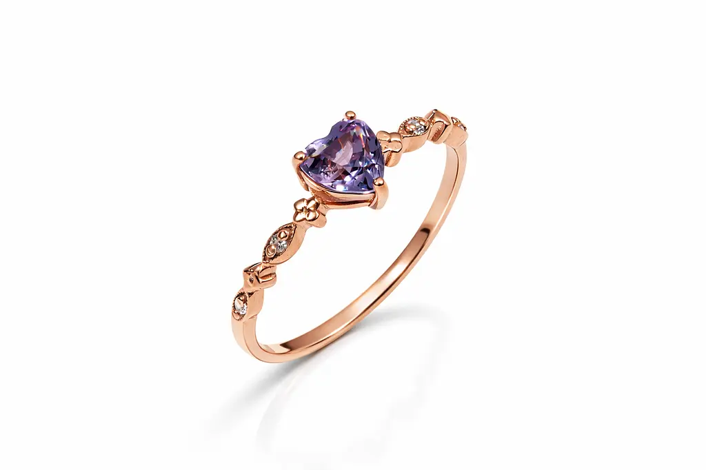 Каблучка з червоного золота з александритом у формі серця К-0564 14 - фото 4