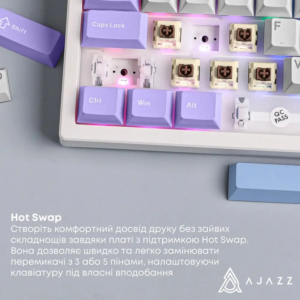 Клавіатура бездротова Ajazz AK980 V2 Maillard Switch White (AK980-V2-M-PWB) - фото 4