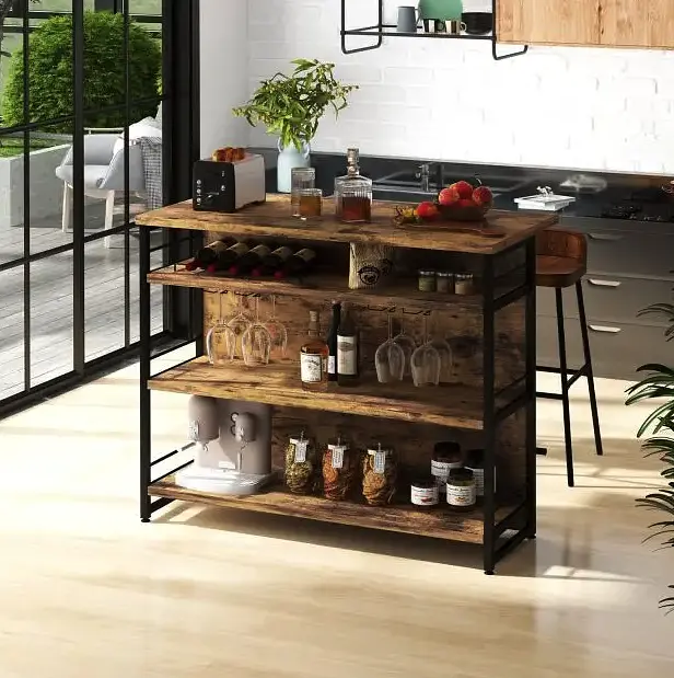 Тумба Costway Dent двосторонній домашній бар в стилі Loft - фото 2