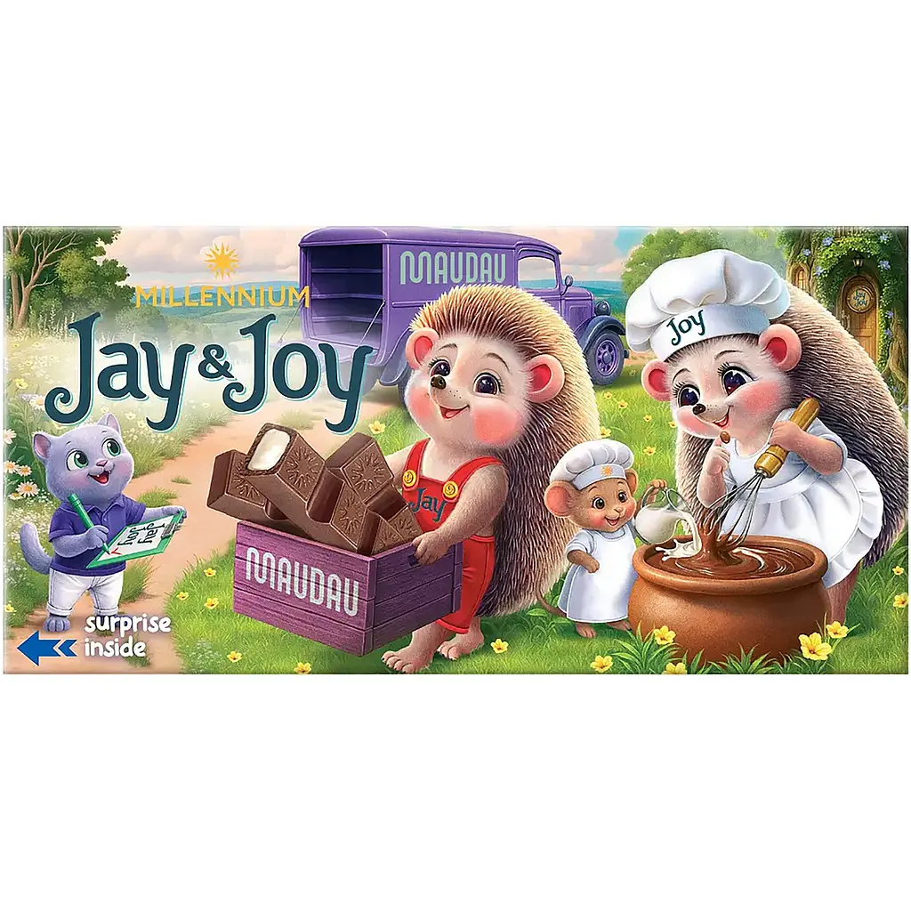 Шоколад Millennium Jay & Joy Maudau з молочною начинкою 90 г