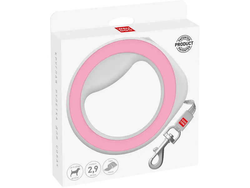 Поводок для собак WAUDOG R-leash светоотражающая лента XS-M до 40 кг 2.9 м розовый (81277) - фото 2