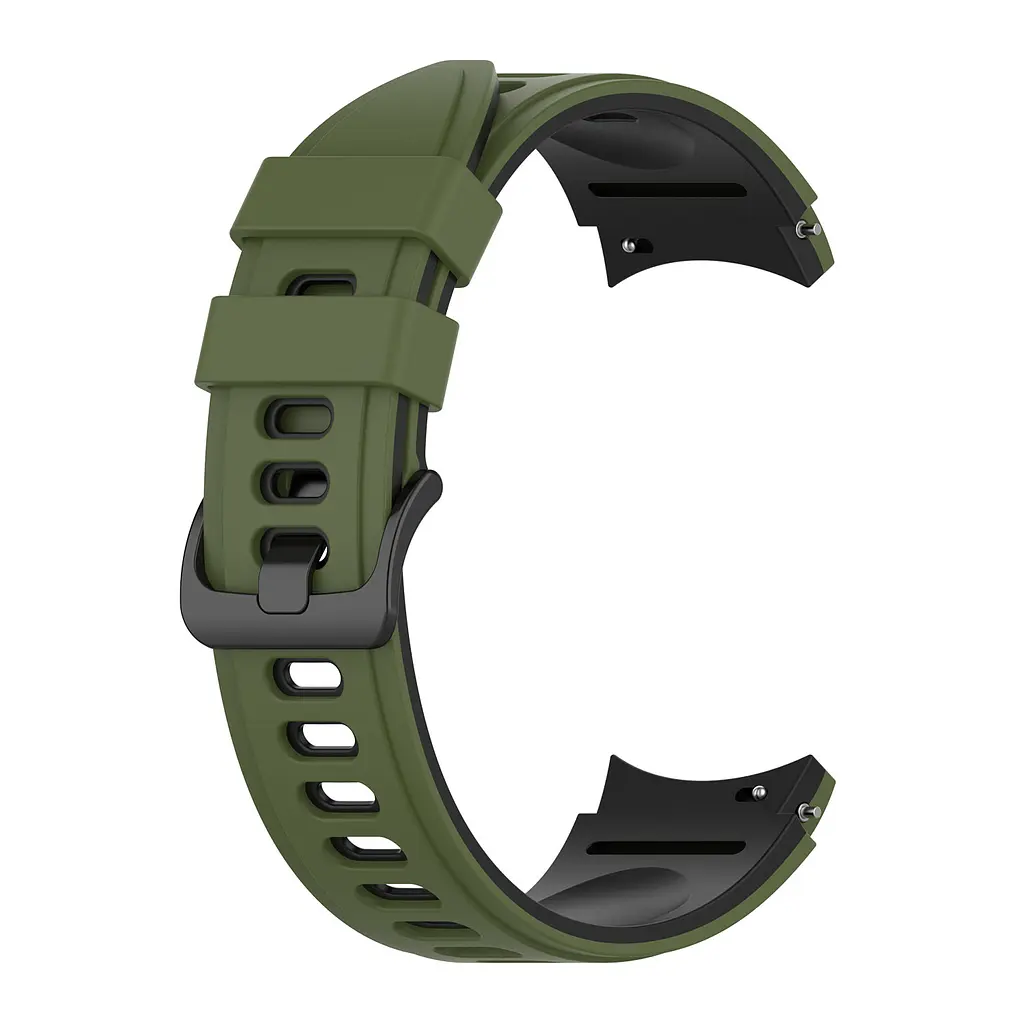 Ремінець для Samsung Galaxy Watch 4 44mm - зелено-чорний ширина кріплення 20мм силікон Watchbands Ricco (W19-2WB10289017) - фото 2