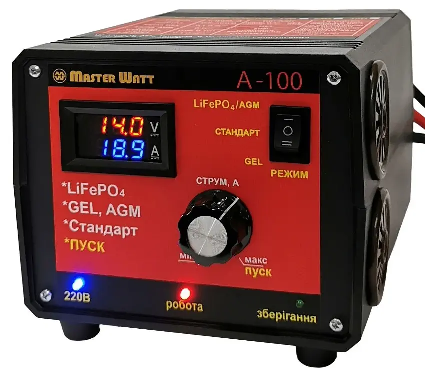 Пускозарядний пристрій MasterWatt PZU А-100 24V для LiFePO4 / AGM / GEL