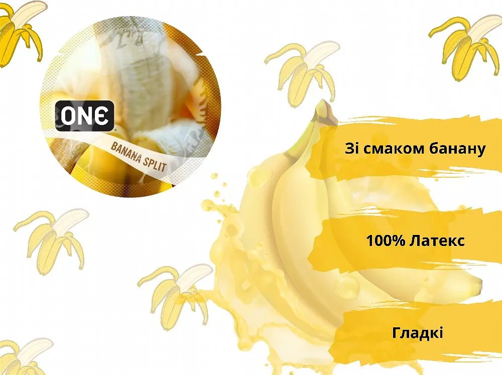 Презервативы One Flavor Waves Банановый сплит желтые 5 шт. в кейсе (ROZ6501051999) - фото 3
