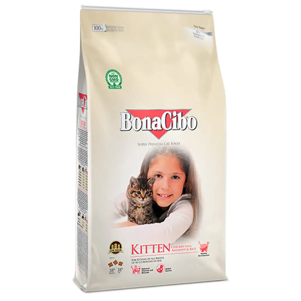 Сухий корм для кошенят BonaCibo Kitten Chicken & Rice with Anchovy з куркою, анчоусами та рисом 5 кг BC407929
