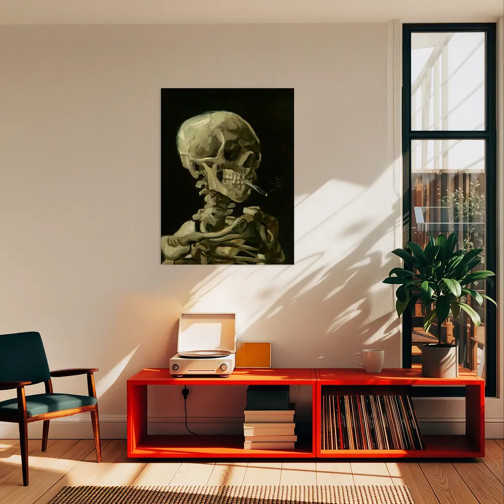 Інтер'єрна картина Череп з цигаркою, Вінсент ван Гог, Vincent van Gogh, Skull of a Skeleton, інтер'єрний декор, 60×45 см (id6653) - фото 4