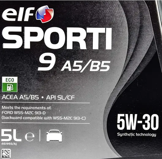 Синтетическое моторное масло Elf Sporti 9 A5/B5 5W-30 5 л SL/CF - фото 2